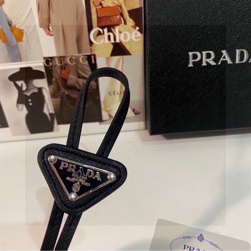 Prada Black Triangle Logo Tie - Picture 4 of 6